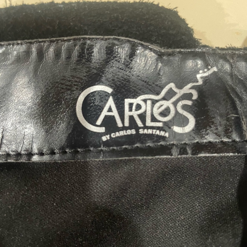 Carlos Santana Black Knee High Leather Boots Size 7 - Picture 7 of 10